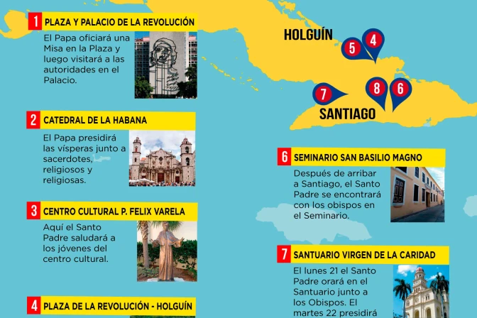 Este será el itinerario para la visita del Papa a Cuba