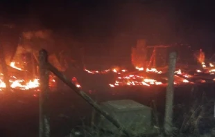 Incendio en la Capilla Sagrado Corazu00f3n de Jesu00fas. Cru00e9dito: Obispado de Temuco 