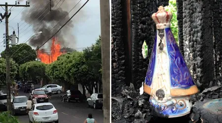 FOTOS: Imagen de la Virgen de Aparecida permanece intacta tras incendio en Brasil
