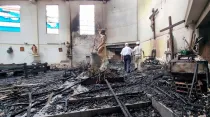 Incendio en la Iglesia San Marcos Evangelista, en Risaralda, Colombia (17-04-22) | Crédito: Diócesis de Pereira