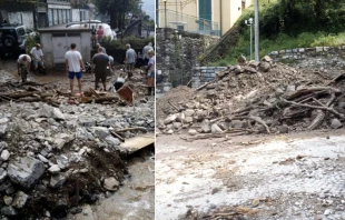 Imu00e1genes de los dau00f1os de las inundaciones. Cru00e9dito: Diocesi di Como 