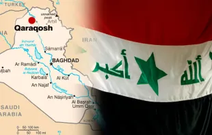 Mapa y bandera de Irak 