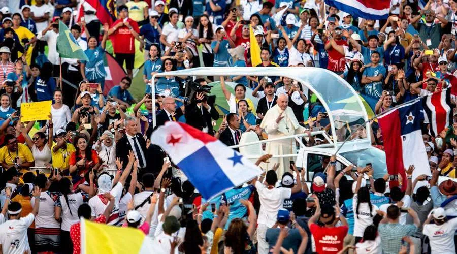 El Papa Francisco en la JMJ Panamá 2019. Crédito: Daniel Ibáñez / ACI?w=200&h=150