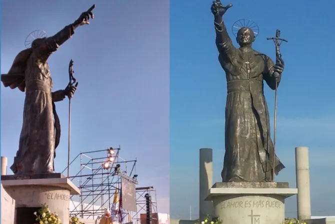 [FOTOS] Estatua de San Juan Pablo II rechazada por autoridades encontró lugar en el barrio pobre más grande de Chile
