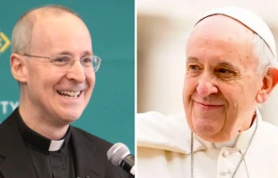 P. James Martin. Cru00e9dito: Flickr de Shawn (CC BY-NC 2.0) | Papa Francisco - Cru00e9dito: Daniel Ibu00e1u00f1ez / ACI Prensa. 