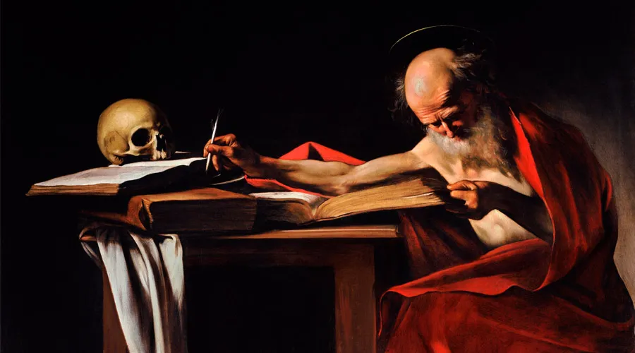 San Jerónimo escribiendo, pintura de Caravaggio, fechada entre 1605 y 1606. Crédito: Dominio Publico