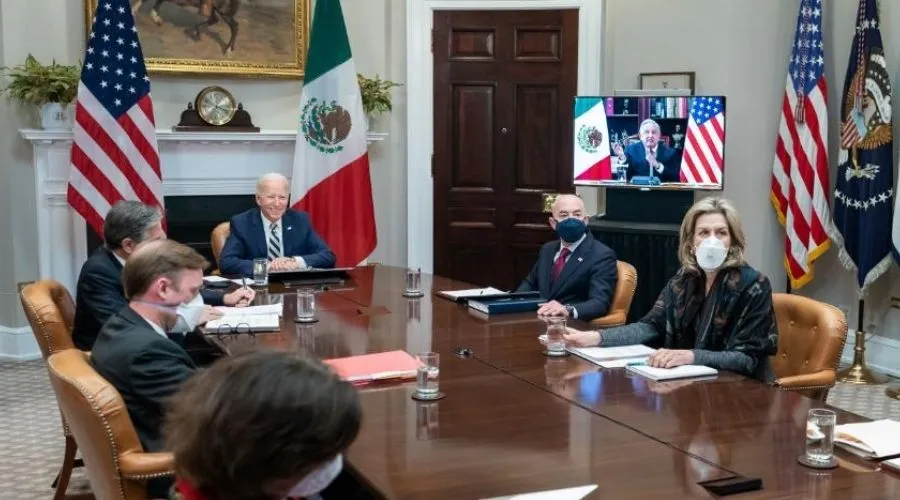 Encuentro virtual entre Joe Biden y Andrés Manuel López Obrador. Crédito: The White House.?w=200&h=150