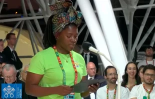 Joven que ofreciu00f3 su testimonio en la JMJ Lisboa 2023. Cru00e9dito: Captura Youtube Vatican Media 