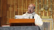 Mons. Juan Guillermo López Soto, al presidir la peregrinación de la Diócesis de Cuauhtémoc-Madera a la Basílica de Guadalupe, en enero de 2018. Crédito: Basílica de Guadalupe.