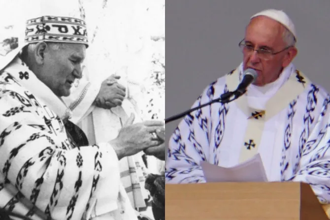 Papa Francisco viste casulla con motivos indígenas similar a la que usó San Juan Pablo II
