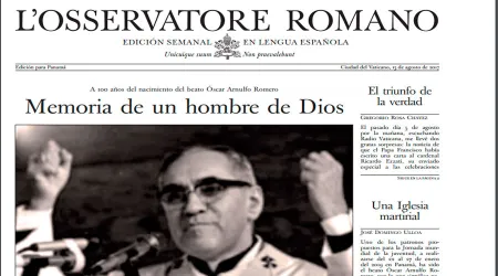 Edición para Panamá de L’Osservatore Romano publica homenaje al Beato Romero