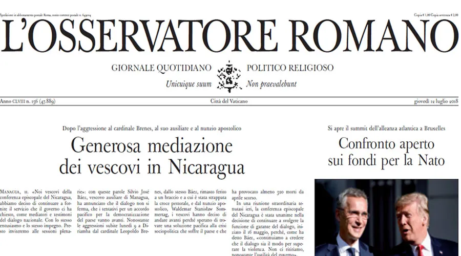 La portada de hoy del diario del Vaticano, L'Osservatore Romano?w=200&h=150