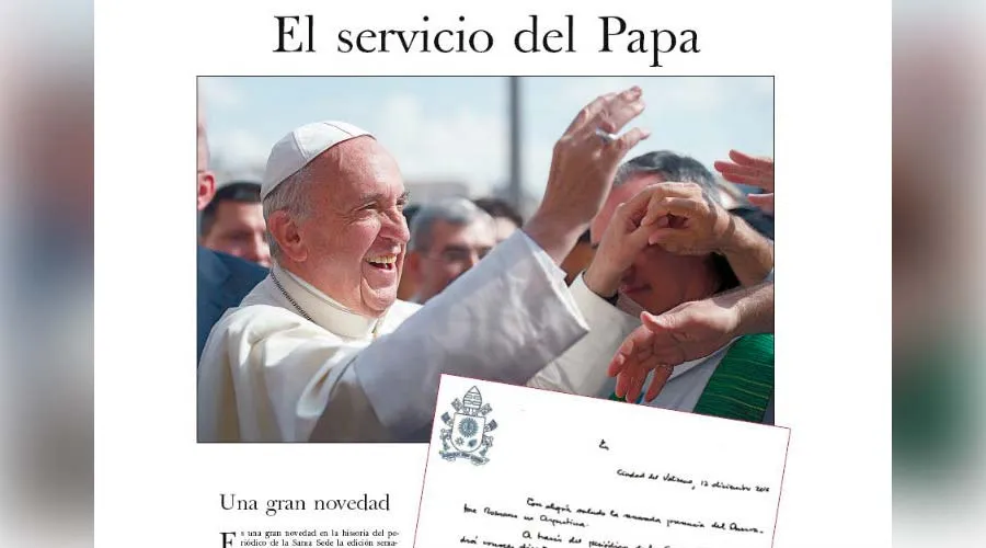 Portada de la edición para Argentina de L'Osservatore Romano