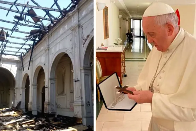 Papa Francisco recibe cruz confeccionada con madera de iglesia atacada en Chile
