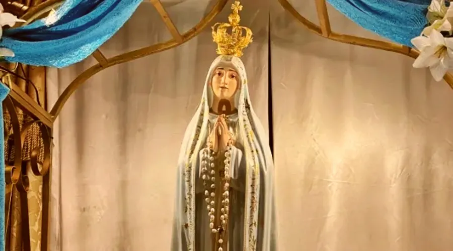 La estatua de la Virgen de Fátima robada y devuelta el 7 de septiembre de 2022. Crédito: Mons. Louis Marucci.