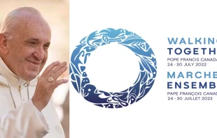 Papa Francisco. Cru00e9dito: Maru00eda Testino - ACI Prensa / Logo y lema del viaje del Papa Francisco a Canadu00e1. Cru00e9dito: Vatican Media 