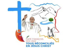 Logo y lema del viaje del Papa Francisco a RDC. Cru00e9dito: Oficina de Prensa de la Santa Sede 