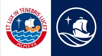 Logo tradicional de la PUCP (izquierda) - Nuevo logo PUCP (derecha) / Crédito: PUCP
