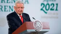 Andrés Manuel López Obrador en conferencia de prensa el 14 de abril de 2021. Crédito: Sitio Oficial de Andrés Manuel López Obrador.