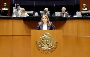 Loretta Ortiz Ahlf en la sesiu00f3n del 23 de noviembre. Cru00e9dito: Senado de Mu00e9xico. 