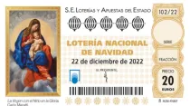 Imagen del décimo del sorteo extraordinario de Navidad 2022 de la Lotería Nacional Española. Crédito: ONLAE