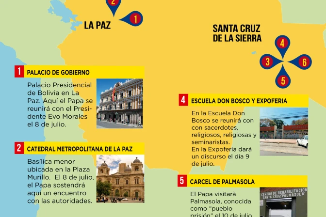 [INFOGRAFÍA] Itinerario para la visita del Papa a Bolivia