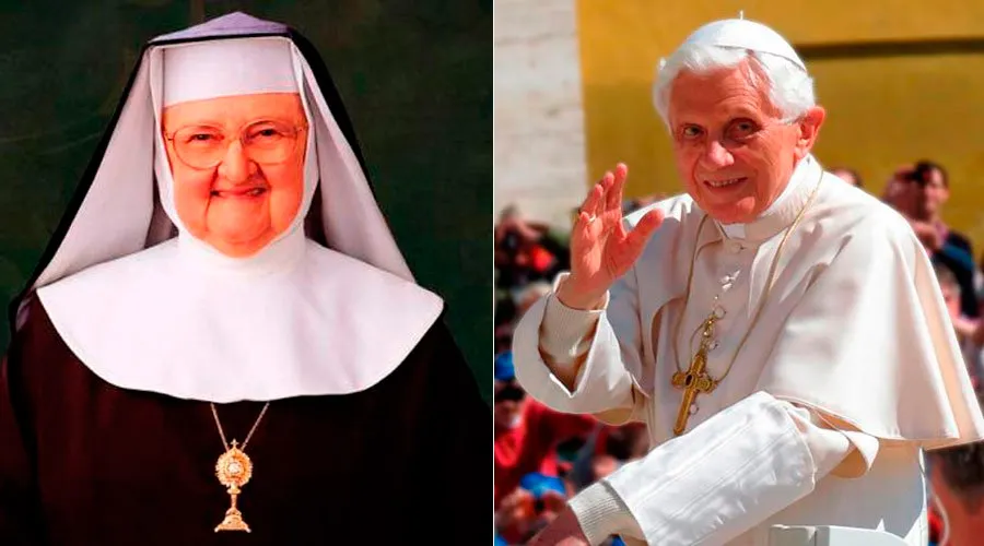 Madre Angélica / Crédito foto Benedicto XVI: Alan Holdren / ACI Prensa