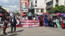 Docentes durante una manifestación. Crédito: Facebook Educación Especial- Federación Departamental de Trabajadores de Educación Urbana de Cochabamba