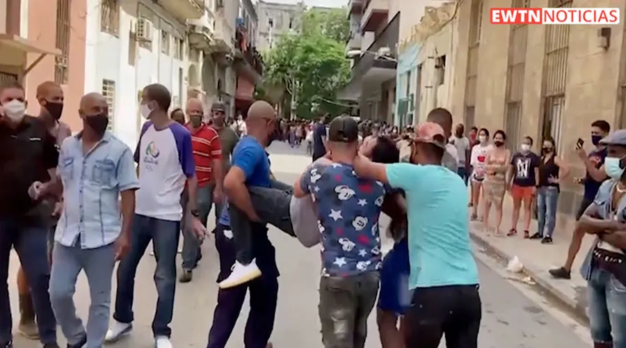 Protestas en Cuba. Crédito: EWTN Noticias (Captura de video)