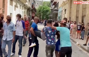 Protestas en Cuba. Cru00e9dito: EWTN Noticias (Captura de video) 