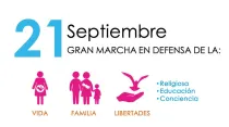 Afiche promocional de marchas del 21 de septiembre. Crédito: Frente Nacional por la Familia.