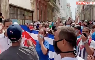 Protestas en Cuba. Cru00e9dito: EWTN Noticias (Captura de video) 