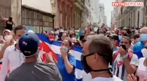 Protestas en Cuba en julio de 2021. Crédito: EWTN Noticias (Captura de video)