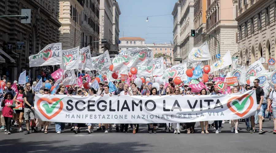 Marcha por la vida en Roma 2022. Foto: Daniel Ibáñez / ACI Prensa