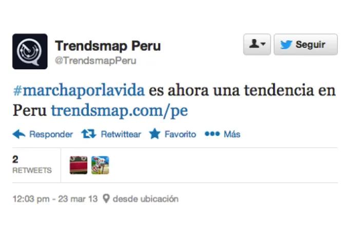 Marcha por la vida y contra el aborto fue tendencia en Twitter en Perú
