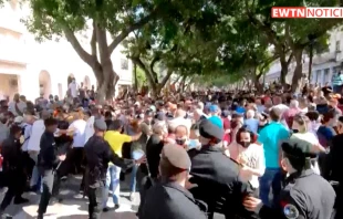 Manifestaciu00f3n en Cuba. Cru00e9dito: EWTN Noticias (Captura de video) 