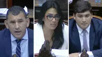 Diputados: Mario Leito, Flavia Morales y Francisco Guevara. Crédito: Honorable Cámara de Diputados de la Nación.