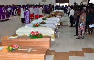 Fu00e9retros de los catu00f3licos asesinados el 5 de junio de 2022. Cru00e9dito: Diu00f3cesis de Ondo 