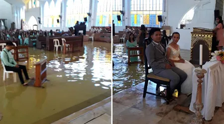 VIRAL: La inundación de una iglesia no impidió a esta pareja contraer matrimonio