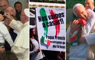 Foto: El Papa Francisco abrazando a niu00f1os - Cartel en Ecatepec / Cru00e9dito : Capturas de CTV - Instagram de Jesu00fas Eduardo Vu00e1zquez  Capturas de CTV - Instagram de Jesu00fas Eduardo Vu00e1zquez