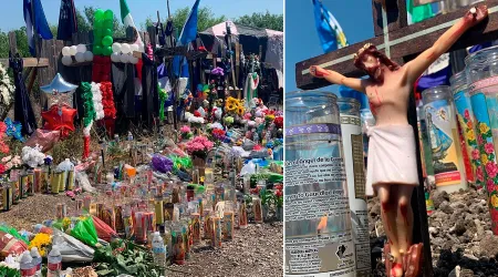 Católicos colocan memorial en honor a los más de 50 migrantes muertos en Texas