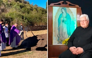 El entierro del P. Miguel Garcu00eda (derecha) fallecido el du00eda del Sagrado Corazu00f3n de Jesu00fas. Cru00e9dito: Diu00f3cesis de San Luis 