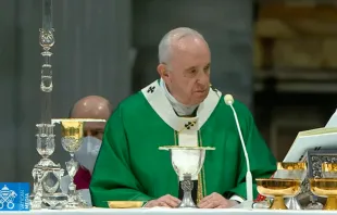 El Santo Padre durante la Misa de apertura del Sínodo. Foto: Vatican Media / Captura de pantalla 
