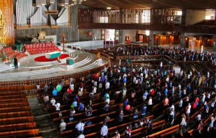 Misa con presencia de fieles en la Basu00edlica de Nuestra Seu00f1ora de Guadalupe el 26 de julio de 2020. Cru00e9dito: Cortesu00eda Arquidiu00f3cesis Primada de Mexico. 