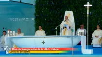 El Patriarca de Lisboa, Cardenal Manuel Clemente, pronuncia la homilía en la Misa de apertura de la JMJ Lisboa 2023. Imagen: captura de video.