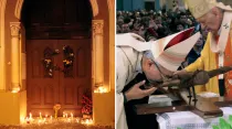 Misa de desagravio y Mons Jorge Concha besando crucifijo / Foto: Iglesia.Cl