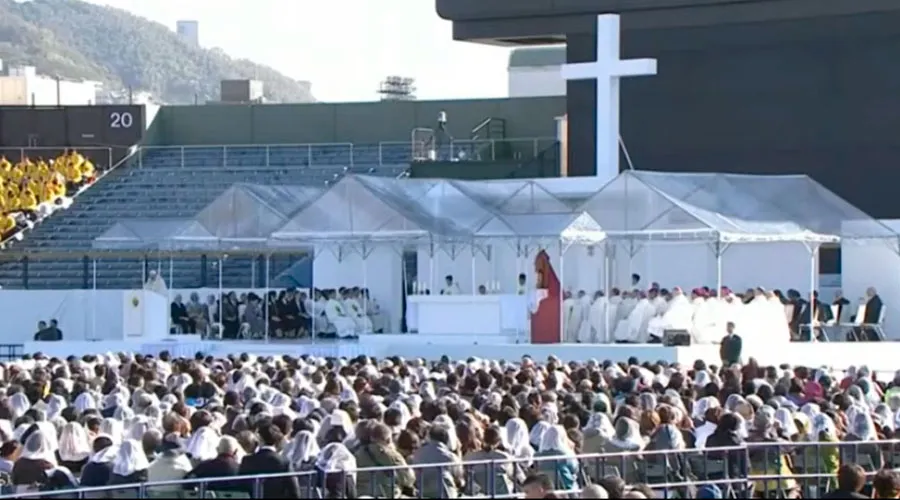 Misa del Papa Francisco en Nagasaki. Crédito: Vatican Media (Captura de video)