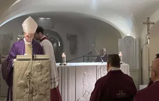Mons. Georg Gänswein durante la Misa en las grutas vaticanas. Foto: Angela Ambrogetti / ACI Prensa 