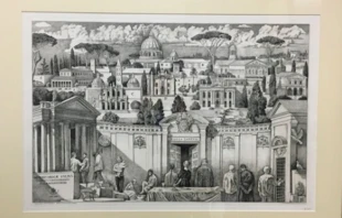 El grabado Misericordiae Vultus que obsequiu00f3 el Papa Francisco a los reyes de Suecia. Foto: Oficina de Prensa del Vaticano 