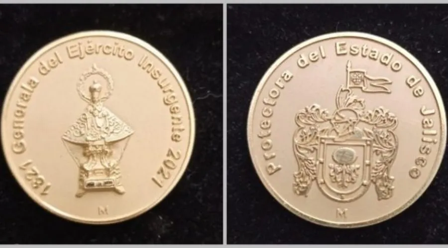 Moneda conmemorativa de los 200 años como "Generala" de la Virgen de Zapopan. Crédito: Cortesía ArquiMedios.